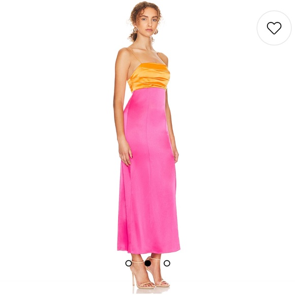 Alice & Olivia - Lilly’s Slit Midi Dress in Orange and Candy - US 4 - Picture 3 of 10